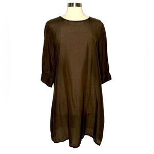 Bryn Walker Lagenlook Shea Cotton Silk Tunic Top in Gogiberry Brown sz Large